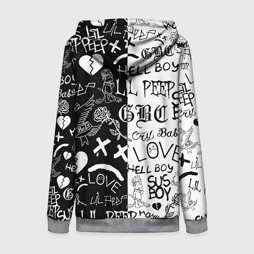 Женская толстовка на молнии Doom x liil peep pattern black / 3D-Меланж – фото 2