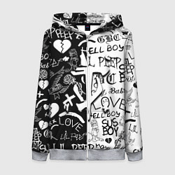 Толстовка на молнии женская Doom x liil peep pattern black, цвет: 3D-меланж