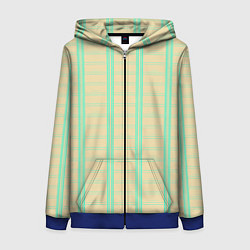 Женская толстовка на молнии Color beige cage blue stripes