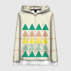 Женская толстовка на молнии Абстрактный лес - треугольники на светлом