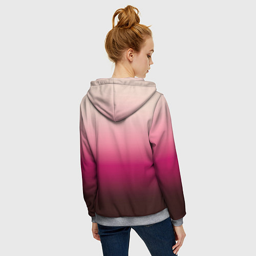 Женская толстовка на молнии Градиент transcendent pink омбре / 3D-Меланж – фото 4