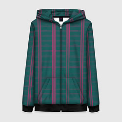 Толстовка на молнии женская Color dark cage pink stripes, цвет: 3D-черный