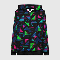 Толстовка на молнии женская Геометрия глитч, цвет: 3D-черный