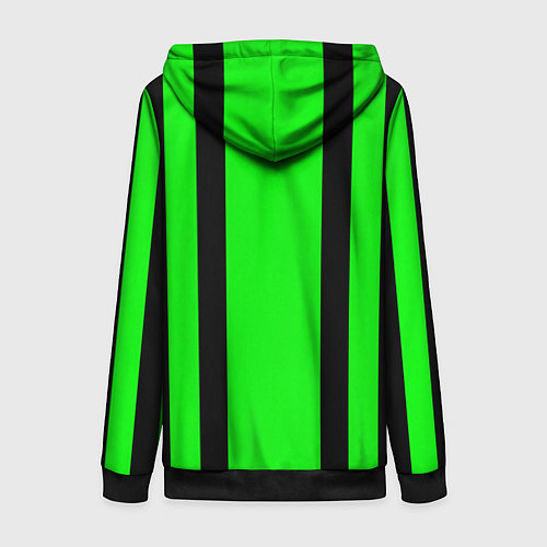 Женская толстовка на молнии Color black and green stripes / 3D-Черный – фото 2
