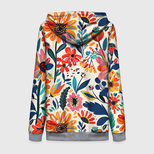 Женская толстовка на молнии Простые цветы / 3D-Меланж – фото 2