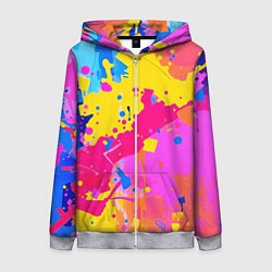 Толстовка на молнии женская Яркие пятна акриловой краски на стене, цвет: 3D-меланж