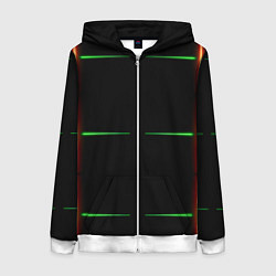 Толстовка на молнии женская Color black green orange stripes, цвет: 3D-белый