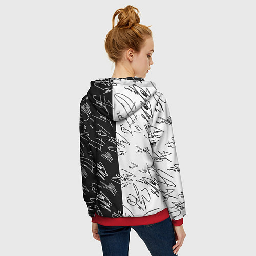 Женская толстовка на молнии Doom автографы / 3D-Красный – фото 4