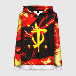 Толстовка на молнии женская Doom огненный, цвет: 3D-белый