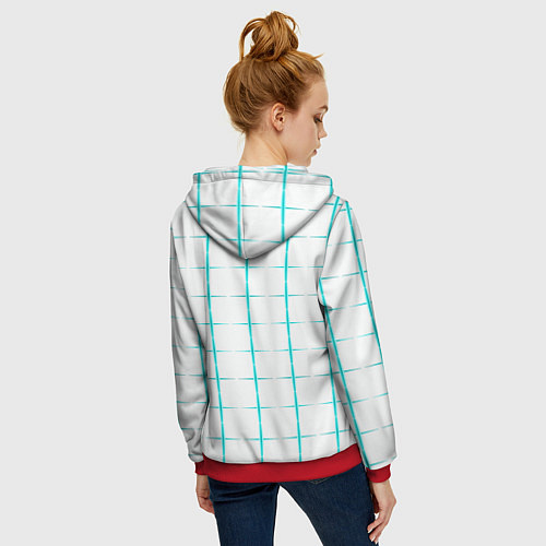 Женская толстовка на молнии Color white light blue crosses / 3D-Красный – фото 4