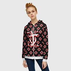 Толстовка на молнии женская Doom x resident evil pattern, цвет: 3D-белый — фото 2