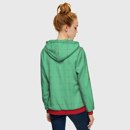 Женская толстовка на молнии Color green stripes / 3D-Красный – фото 4