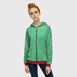 Толстовка на молнии женская Color green stripes, цвет: 3D-красный — фото 2