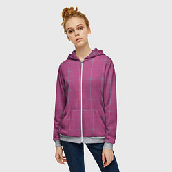 Толстовка на молнии женская Color pink stripes, цвет: 3D-меланж — фото 2