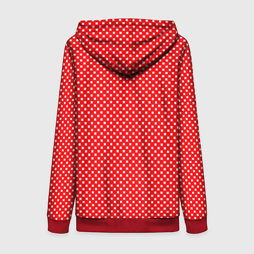 Женская толстовка на молнии Красный в мелкий квадратик паттерн / 3D-Красный – фото 2