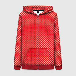 Женская толстовка на молнии Красный в мелкий квадратик паттерн