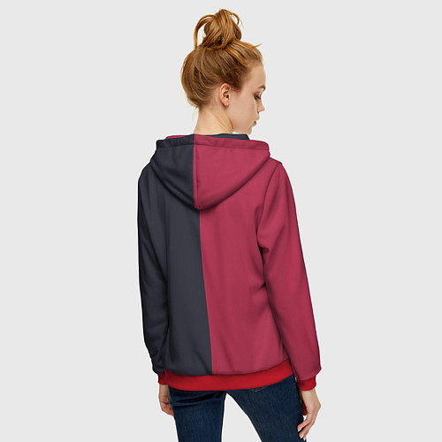 Женская толстовка на молнии Солнце красно-синее / 3D-Красный – фото 4