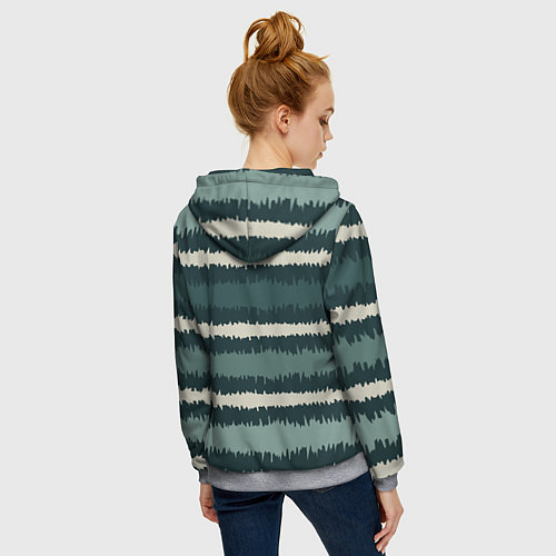 Женская толстовка на молнии Полосы зигзагообразные зеленые / 3D-Меланж – фото 4