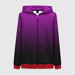 Толстовка на молнии женская Purple gradient, цвет: 3D-красный
