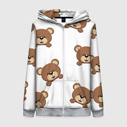 Толстовка на молнии женская Мордашка мишки, цвет: 3D-меланж