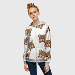 Толстовка на молнии женская Мордашка мишки, цвет: 3D-меланж — фото 2
