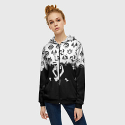 Толстовка на молнии женская Doom черно белые аниме, цвет: 3D-черный — фото 2