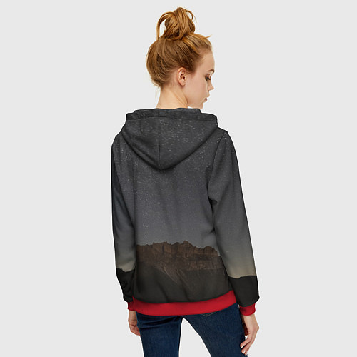 Женская толстовка на молнии Массив Метеген под звездами / 3D-Красный – фото 4