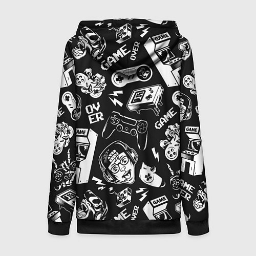 Женская толстовка на молнии Retro gamer pattern / 3D-Черный – фото 2