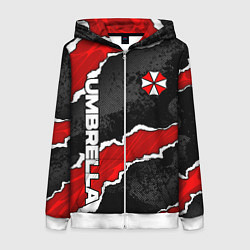 Толстовка на молнии женская Umbrella corp - разрывы, цвет: 3D-белый