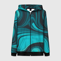 Женская толстовка на молнии Мраморный малахитовый узор из изумрудных разводов