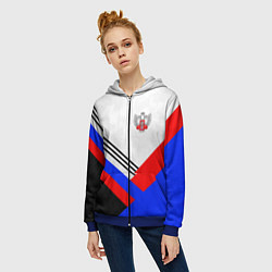 Толстовка на молнии женская Федерация бокса - Россия, цвет: 3D-синий — фото 2