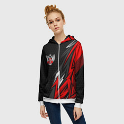 Толстовка на молнии женская Федерация бокса - Россия, цвет: 3D-белый — фото 2