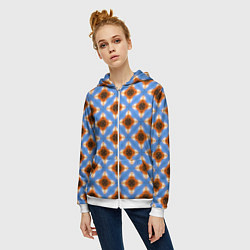 Толстовка на молнии женская Калейдоскоп на голубом фоне, цвет: 3D-белый — фото 2