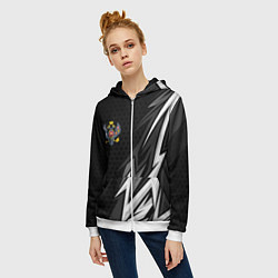 Толстовка на молнии женская Российская империя - спортивный, цвет: 3D-белый — фото 2