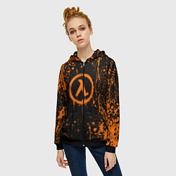 Толстовка на молнии женская Халф лайф - подтеки, цвет: 3D-черный — фото 2