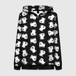 Толстовка на молнии женская Annoying dog pattern - Undertale, цвет: 3D-черный