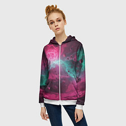 Толстовка на молнии женская Космическая абстракция с геометрическими фигурами, цвет: 3D-белый — фото 2