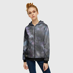 Толстовка на молнии женская Абстракция - dark blue oil painting, цвет: 3D-черный — фото 2