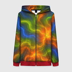 Толстовка на молнии женская Разноцветный дым, цвет: 3D-красный
