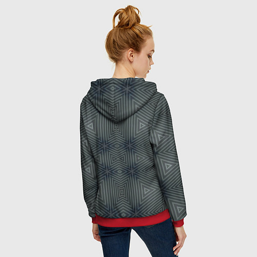 Женская толстовка на молнии Треугольное сияние / 3D-Красный – фото 4
