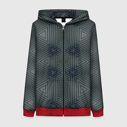 Толстовка на молнии женская Треугольное сияние, цвет: 3D-красный