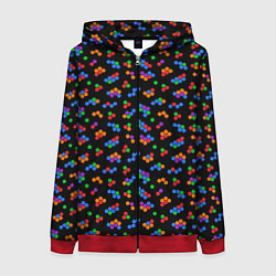 Женская толстовка на молнии Разноцветные детали мозаики на черном