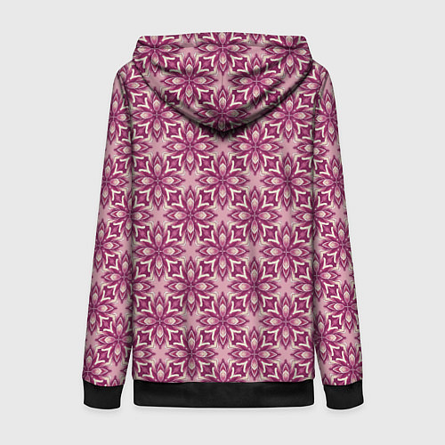 Женская толстовка на молнии Фиолетово-розовая цветочная текстура / 3D-Черный – фото 2