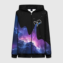 Толстовка на молнии женская Потеки космической краски, цвет: 3D-черный