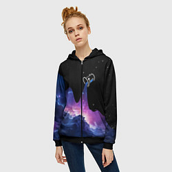 Толстовка на молнии женская Потеки космической краски, цвет: 3D-черный — фото 2