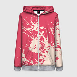 Толстовка на молнии женская Бежевый взрыв на розовом, цвет: 3D-меланж