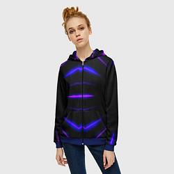 Толстовка на молнии женская Color black neon, цвет: 3D-синий — фото 2