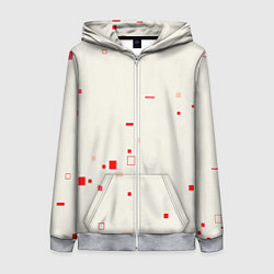 Толстовка на молнии женская Color white red shapes, цвет: 3D-меланж
