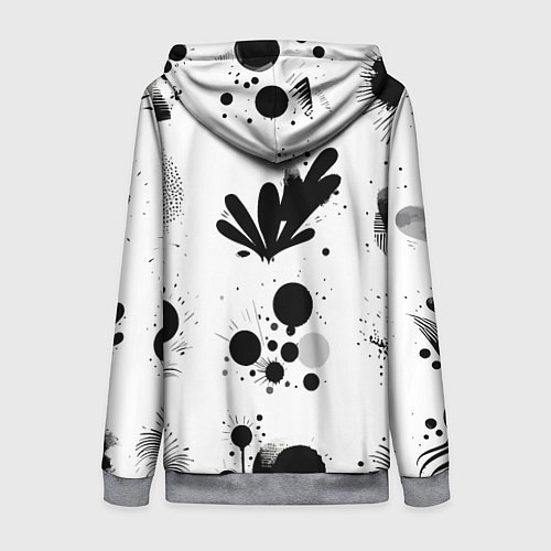 Женская толстовка на молнии Растительный паттерн и кляксы - Милан / 3D-Меланж – фото 2