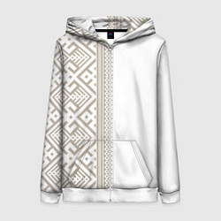 Женская толстовка на молнии Узоры славянские в бежевом цвете